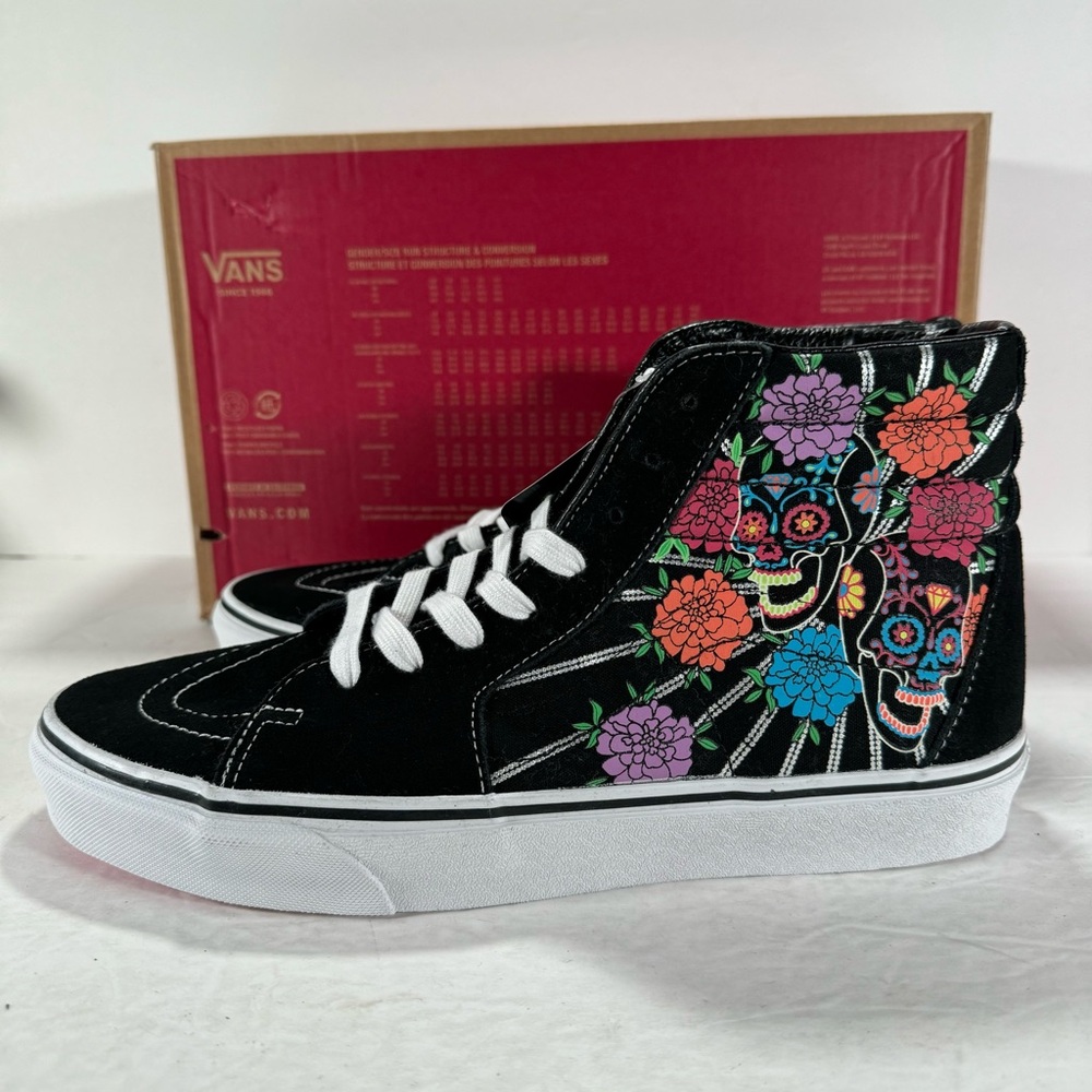 Vans Sk8-Hi Dia De Los Muertos Day Of The Dead Black Sneakers Men Size 10 - Picture 6 of 12